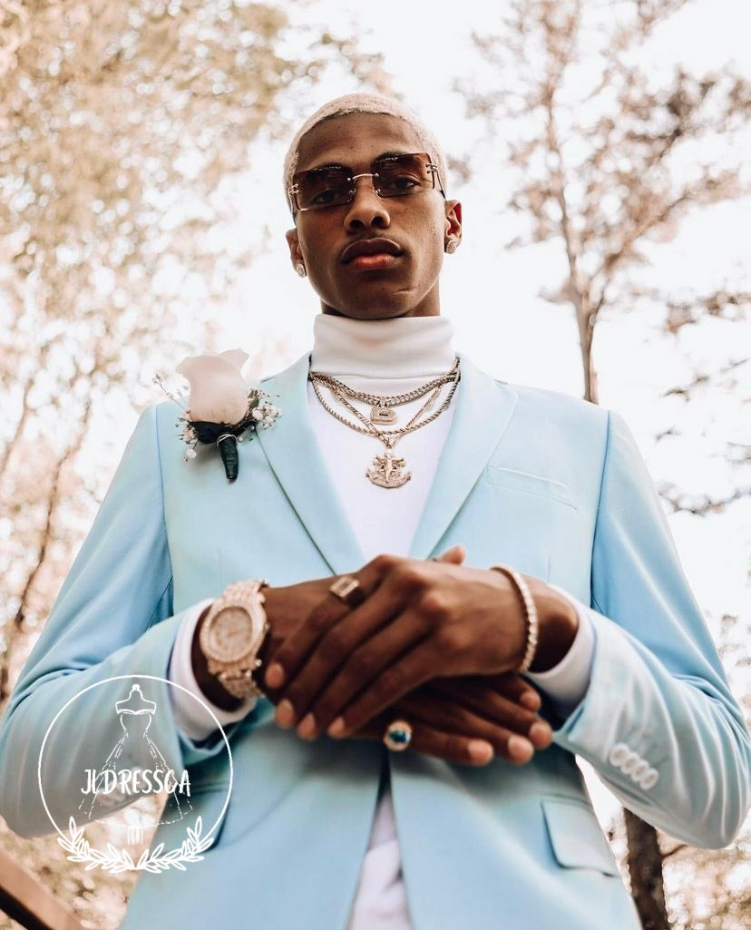 Gorgeous Tiffany Blue Suit Two Pieces Lapel Online, SU25020