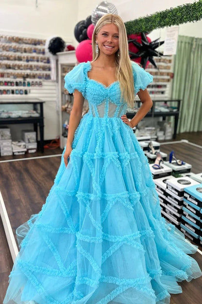 Orange Tulle Sweetheart Ball Gown Long Prom Dress, PD25466