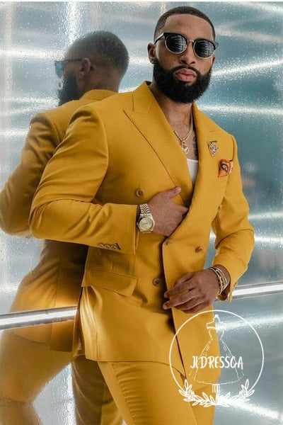 Yellow Double Breasted Designer Men Suits for Prom, SU25010