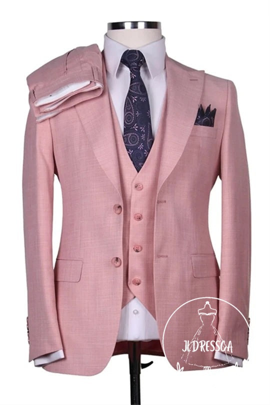 Pink Three Pieces Slim Fit Men Suits For Prom, SU25181