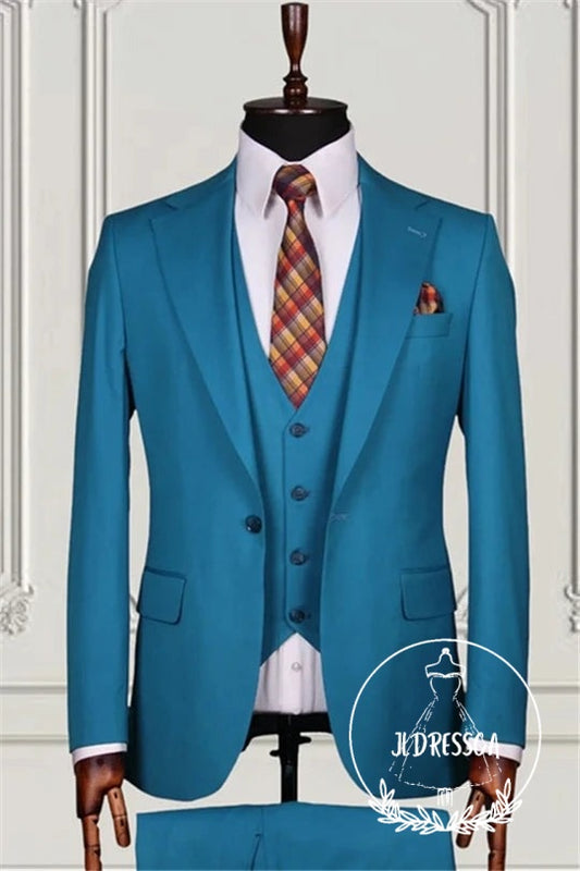 Blue Slim Fit Three Pieces Men Suits, SU25066