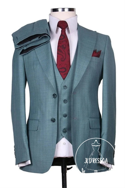 Green Three Pieces Close Fitting Men Suits For Prom, SU25196