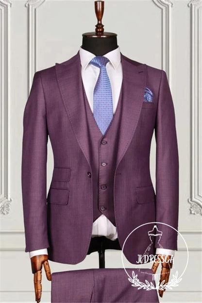 Grape Three Pieces Best Fitted Prom Men Suits, SU25136