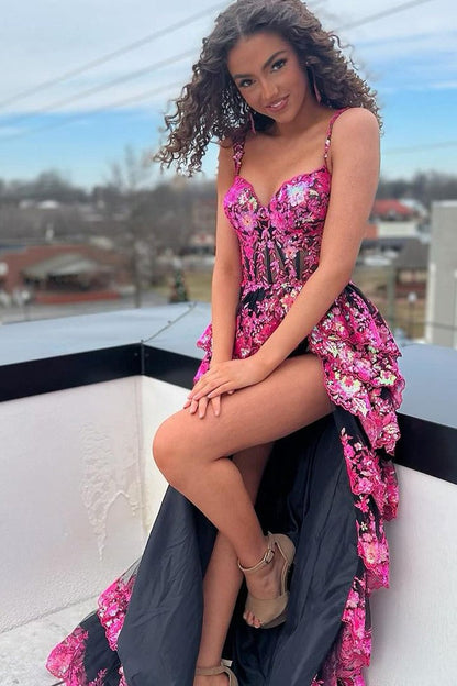 Sequin Lace A-Line Sweetheart Tiered Long Prom Dress, PD25423