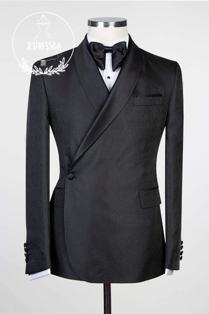 Simple Black Fashion Shawl Lapel Men Suits for Wedding, SU25056
