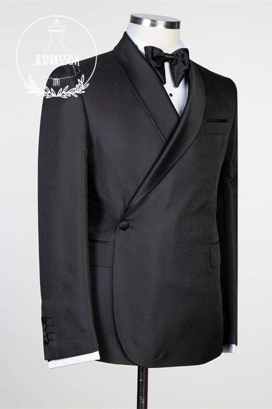 Simple Black Fashion Shawl Lapel Men Suits for Wedding, SU25056