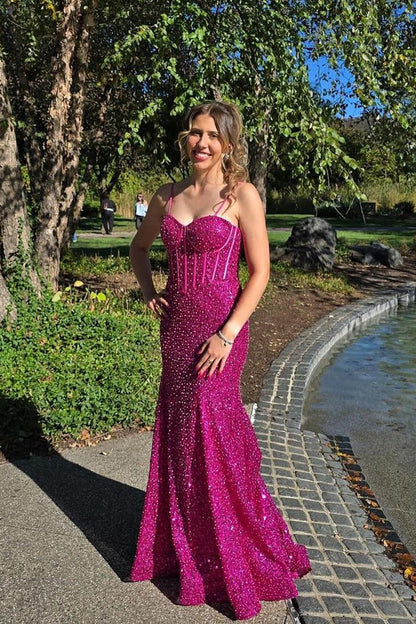 Sweetheart Mermaid Sequins Prom Dresses, PD25016