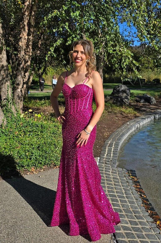 Sweetheart Mermaid Sequins Prom Dresses, PD25016