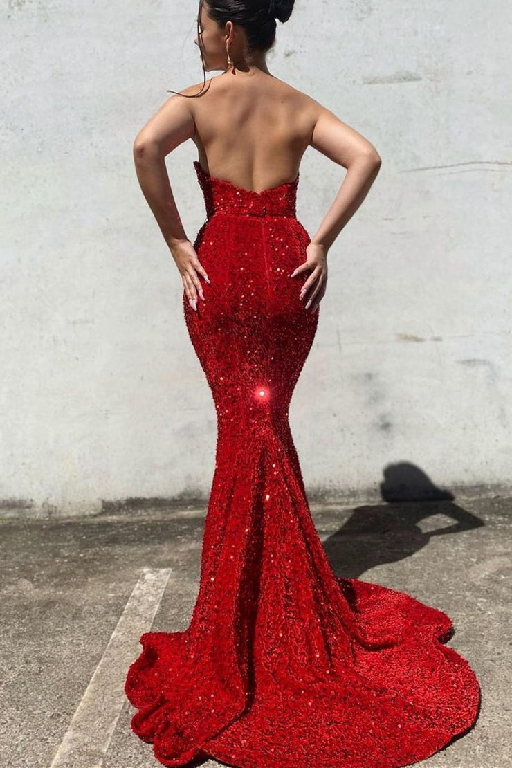 Sweetheart Sequined Mermaid Long Prom Dress, PD25662