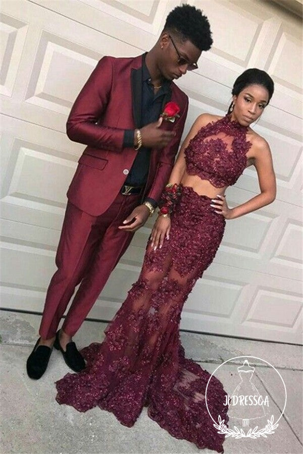 Fashion Burgundy Slim Fit Prom Party Suits for Men, SU25037
