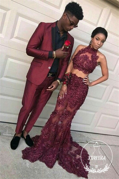 Fashion Burgundy Slim Fit Prom Party Suits for Men, SU25037