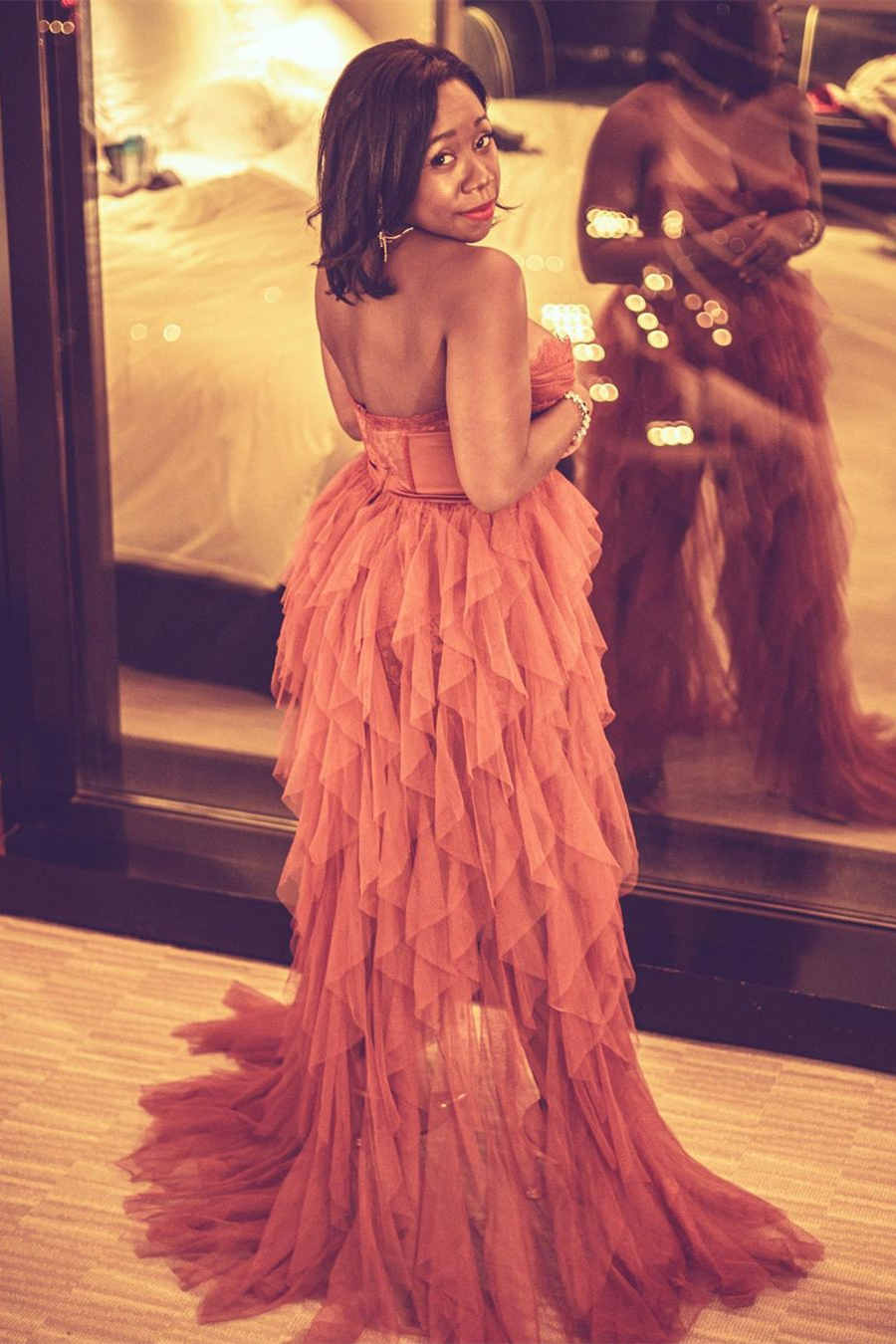 Elegant Strapless Tiered Tulle Prom Dress, PD2405012