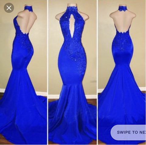 Halter Blue Mermaid Prom Dresses - Stunning Designs, PD2401264