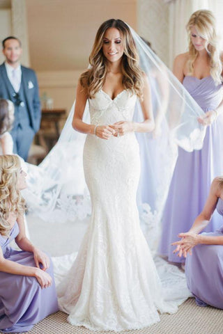 Sweetheart Wedding Dress with Lace-Up Appliques and Sweep Train in White, WD2306127
