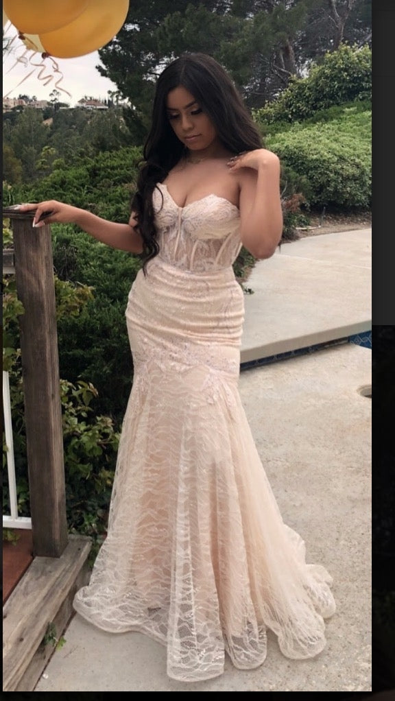 Sweetheart Neckline Ivory Mermaid Prom Dress , PD2404043
