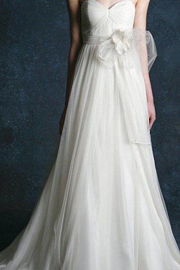 Light Ivory Chiffon A-line Sweetheart Bridal Gown, WD2305143