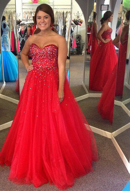 Stunning Red Ball Gown Prom Dress with Sweetheart Beading, PD2310307