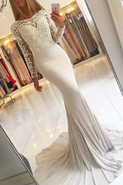 Mermaid Prom Dress With Long Sleeves and Appliques, PD2310044