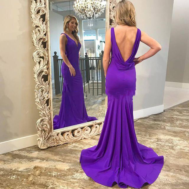 Purple Sweetheart Backless Sheath Prom Dress, PD2305152