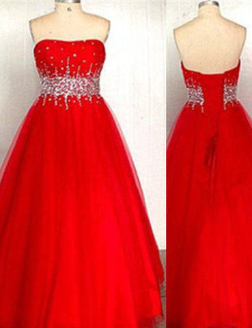 Red A-Line Taffeta Prom Dresses with Sweetheart Neckline and Empire Waist, PD2310134