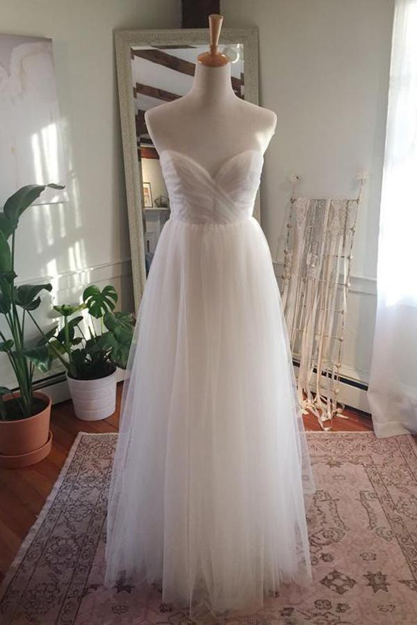 Strapless Sweetheart Wedding Dress with Open Back in Tulle Floor Length, WD2306125