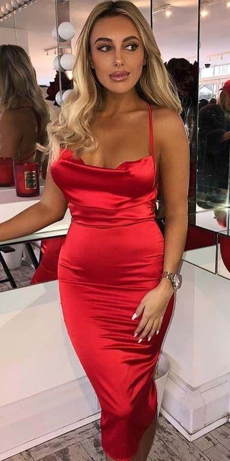 Spaghetti Strap Bodycon Dresses Drape Neck Backless Cami Midi Prom Dress, PD2401229