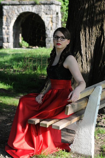 Red Square Neck Satin Prom Dress, PD2310313