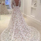 Backless Lace A-line Wedding Dress with Long Sleeves, WD2305080