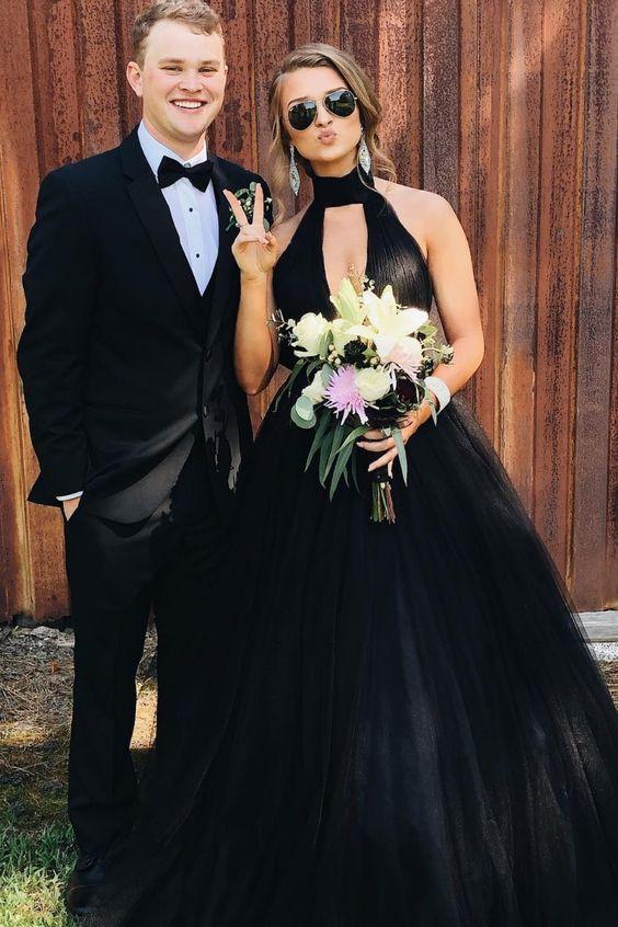black open front dress Lulus Never Ending Glamour Halter Gown in Black/Black at Nordstrom, Size X-Large