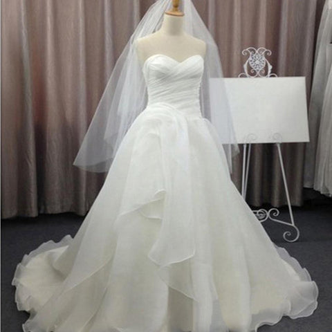White Chiffon Sweetheart Wedding Dress, WD2305140