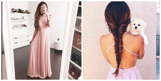 Blushing Pink Princess A-Line Chiffon Prom Dresses, PD2305314