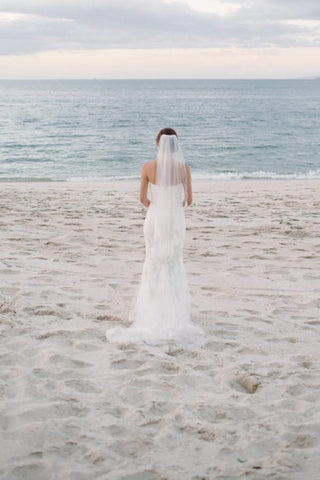 White Lace Mermaid Sweetheart Beach Wedding Dress, WD2306277