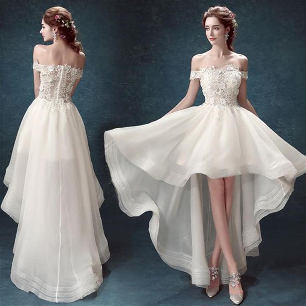 High-Low Off-the-Shoulder Organza Wedding Dress, WD2305043