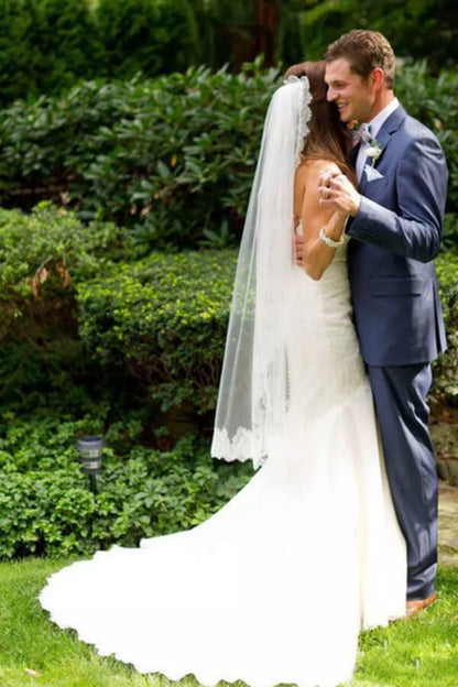 Lace Mermaid Bridal Gown with Sweetheart Neckline and Elegant Train, WD2404061