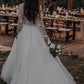Boho Lace Applique Wedding Dress with Long Sleeves, WD2305036