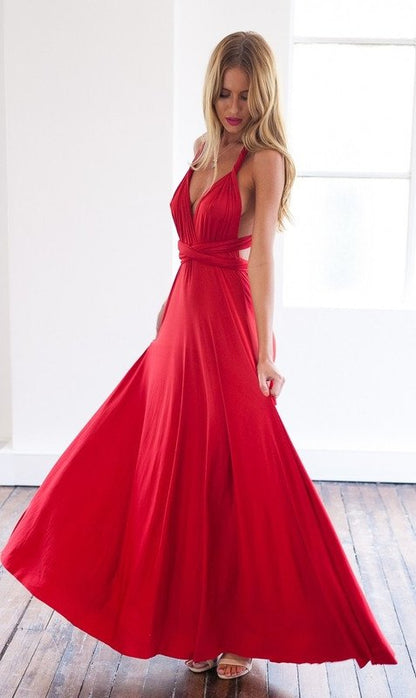 Red Sash A-Line Stretch Satin Prom Gown, PD2310305