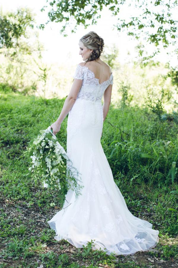 Trumpet Wedding Dress with Off-the-Shoulder Open Back and Appliques in White, WD2306129
