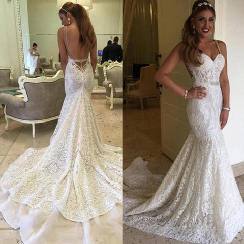 Open Back Sweetheart Mermaid Lace Wedding Dress, WD2305144