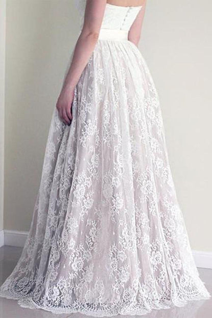Elegant Lace Sweetheart Strapless Wedding Dress, WD2305142
