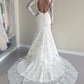 Mermaid Backless Wedding Dress with Long Sleeves and Sweep Train, WD2305044