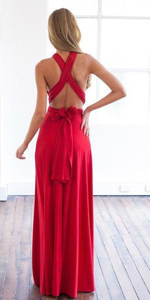 Red Sash A-Line Stretch Satin Prom Gown, PD2310305