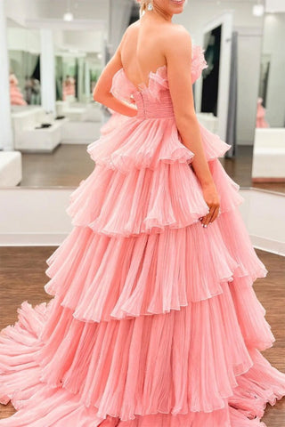 Pink A-Line Prom Dress - Strapless Formal Gown with Tailored Fit, PD2404093