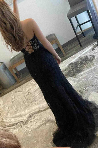 Strapless Prom Dress - Affordable Sexy Lace Dress with High Slit, PD2404094