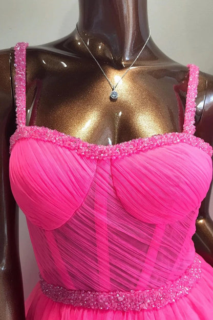 Sweetheart Tiered Ruffle Beaded Long Prom Dress, PD25190