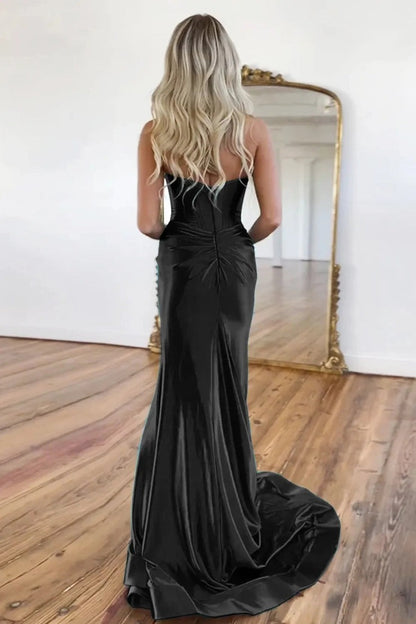 Sweetheart Mermaid Green Corset Prom Dress with Split, PD25171