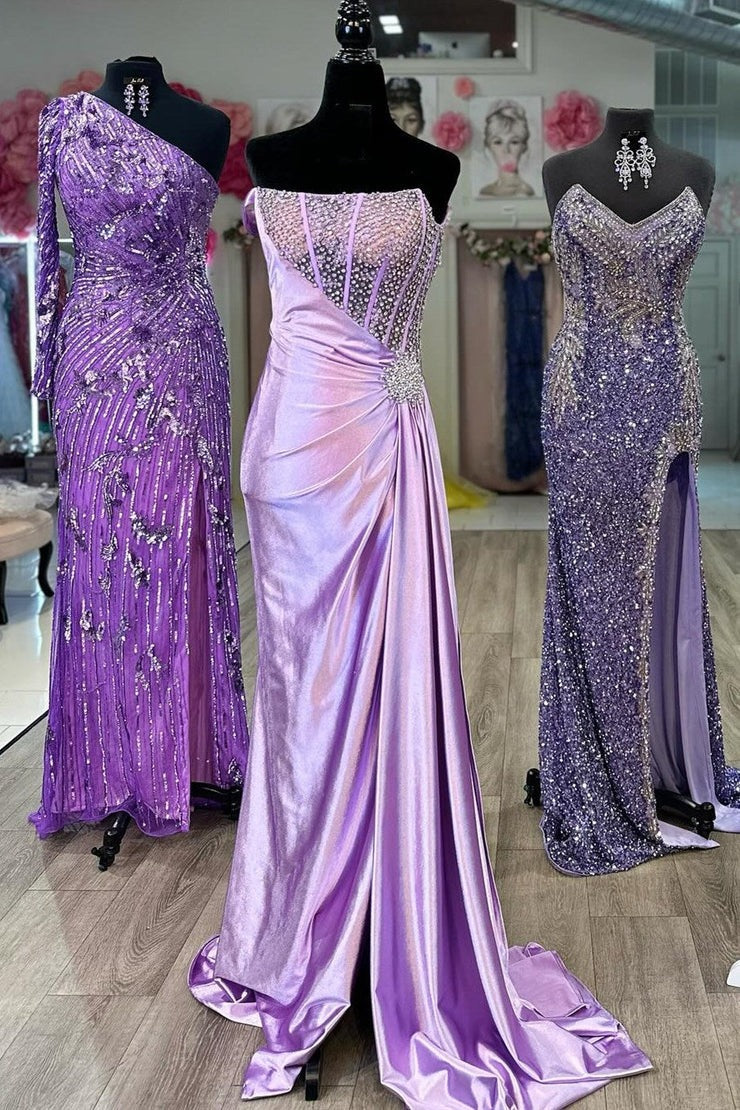 Strapless Mermaid White Satin Long Prom Dresses, PD25033