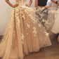 charming appliques A-line sweetheart tulle long prom dress, PD8378