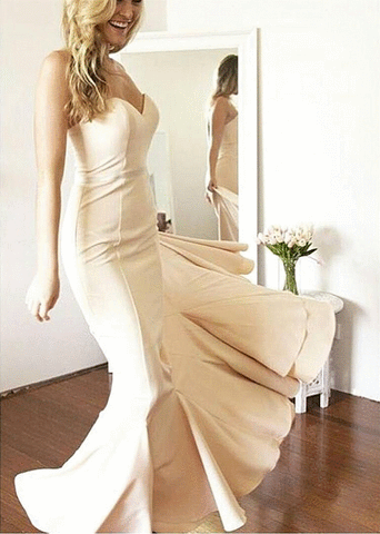 simple sweetheart mermaid long prom dress, BD6452