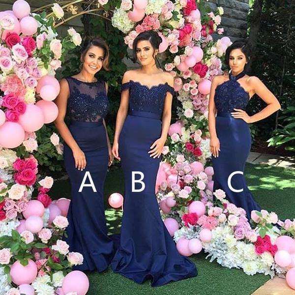 Mismatched Sexy Different Mermaid Royal Blue Long Affordable Bridesmaid Dresses,PD2002