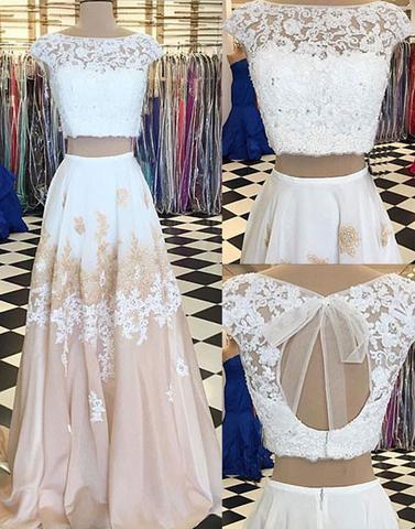 two pieces long lace prom dress, prom gown, PD52699